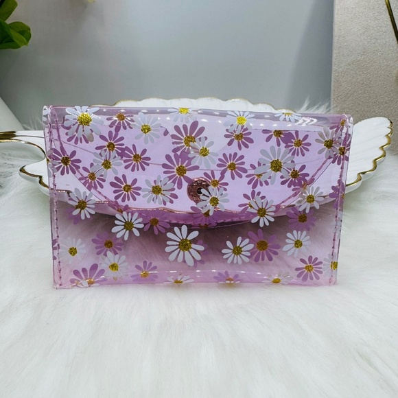 Florals Clear Card Case Wallet in Purple - Picture 6 of 7